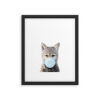 Baby Wolf Blowing Blue Bubble Gum, Baby Boy, Kids, Baby Animals Art Print by Synplus Framed Art Print Gallery Image 5
