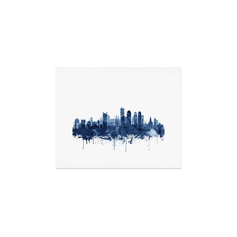 Boston Skyline Watercolor Blue, Art Print By Synplus Art Print Gallery Image 1