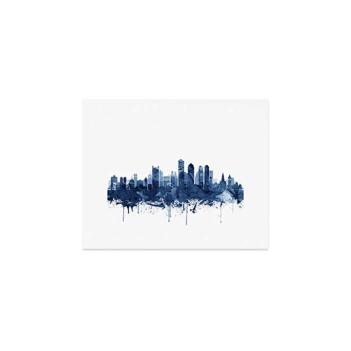 Boston Skyline Watercolor Blue, Art Print By Synplus Art Print Gallery Image 1