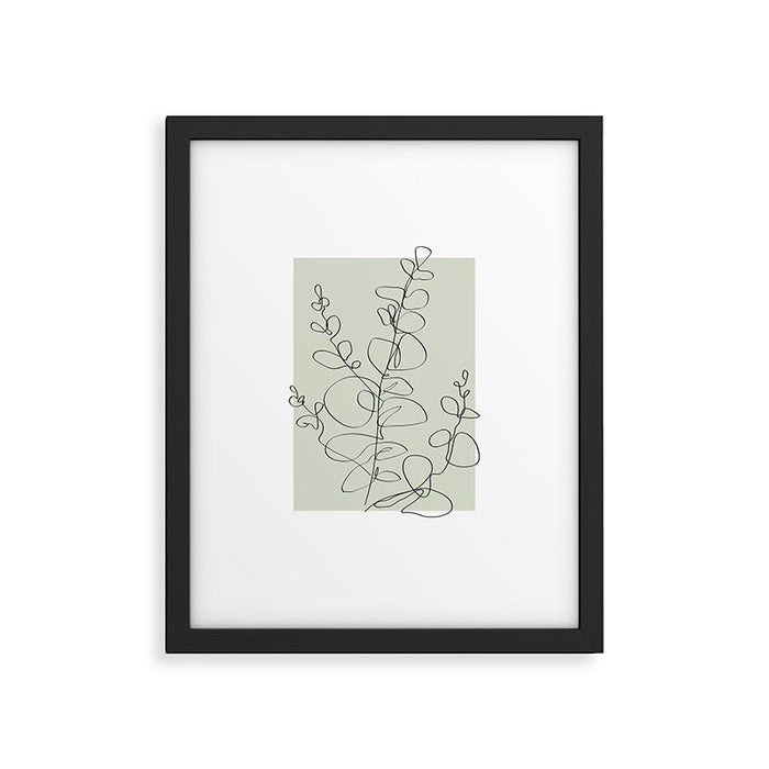 Botanical Line Art 1, Neutral Sage Green Minimalist Modern Art by Synplus Framed Art Print Gallery Image 1