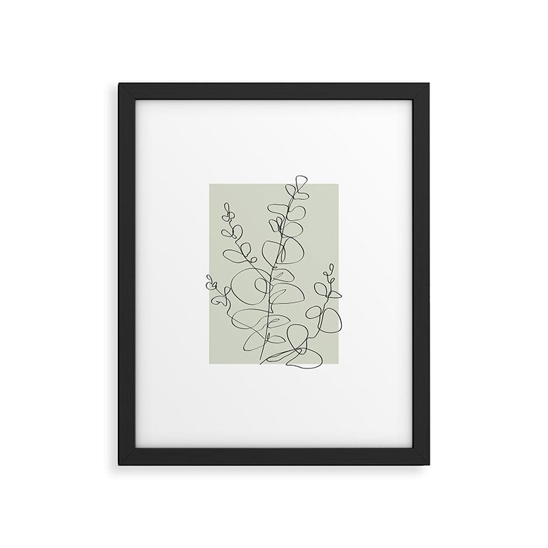 Botanical Line Art 1, Neutral Sage Green Minimalist Modern Art by Synplus Framed Art Print Gallery Image 5