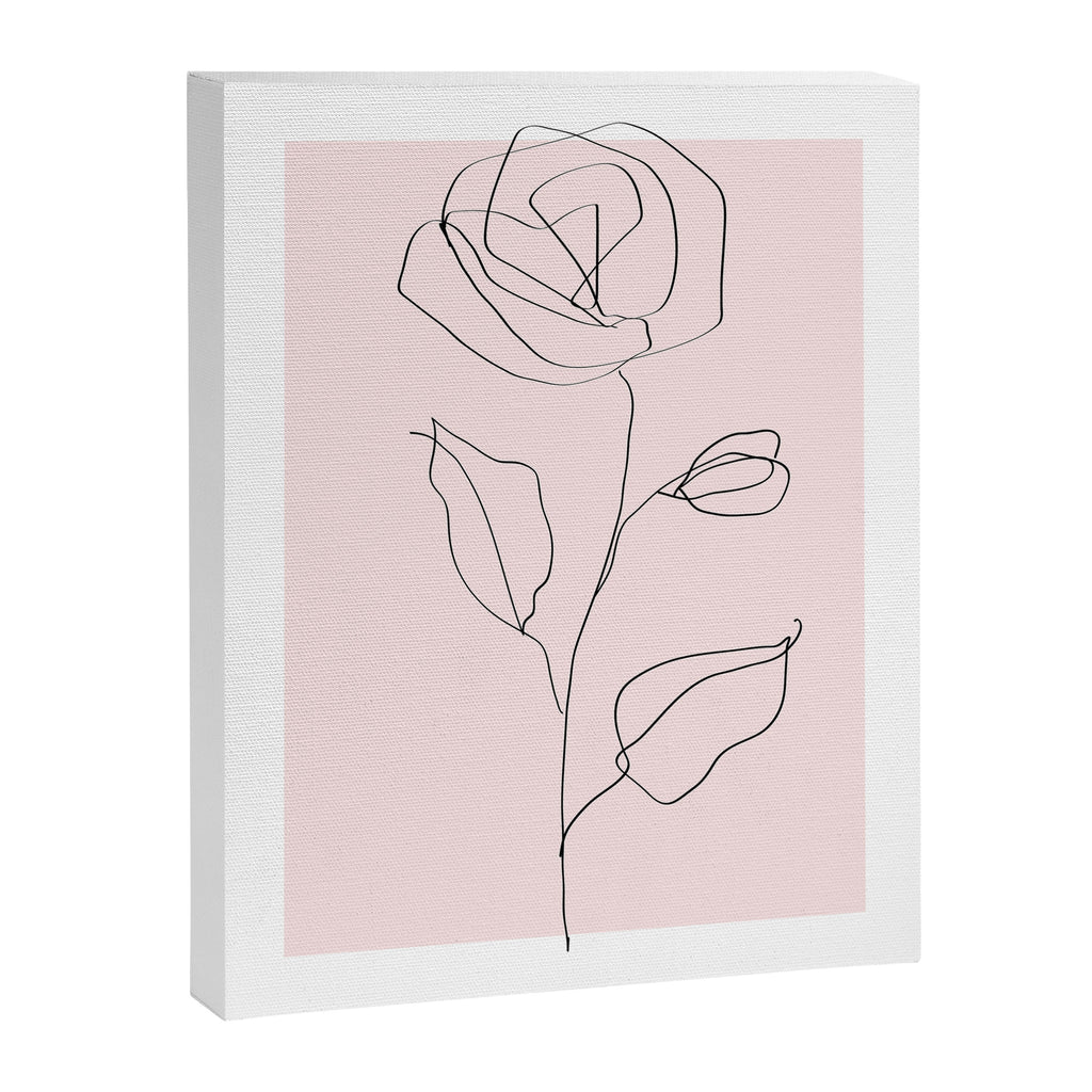 Botanical Line Art, Line Rose, Pink Wall Art, Minimalist Modern Art by Synplus Canvas Print Gallery Image 6