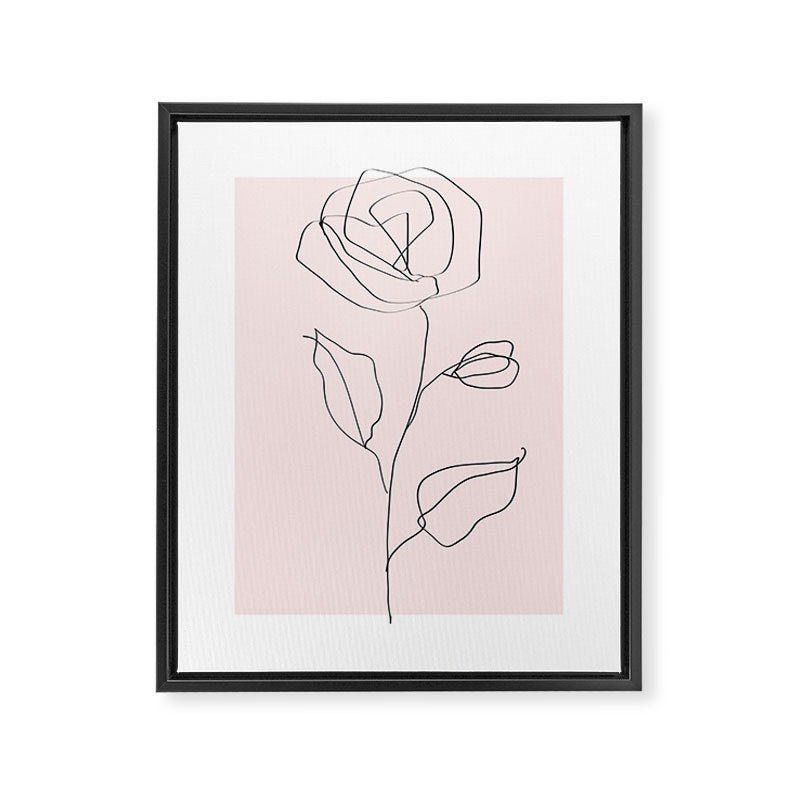 Botanical Line Art, Line Rose, Pink Wall Art, Minimalist Modern Art by Synplus Framed Canvas Print Gallery Image 6