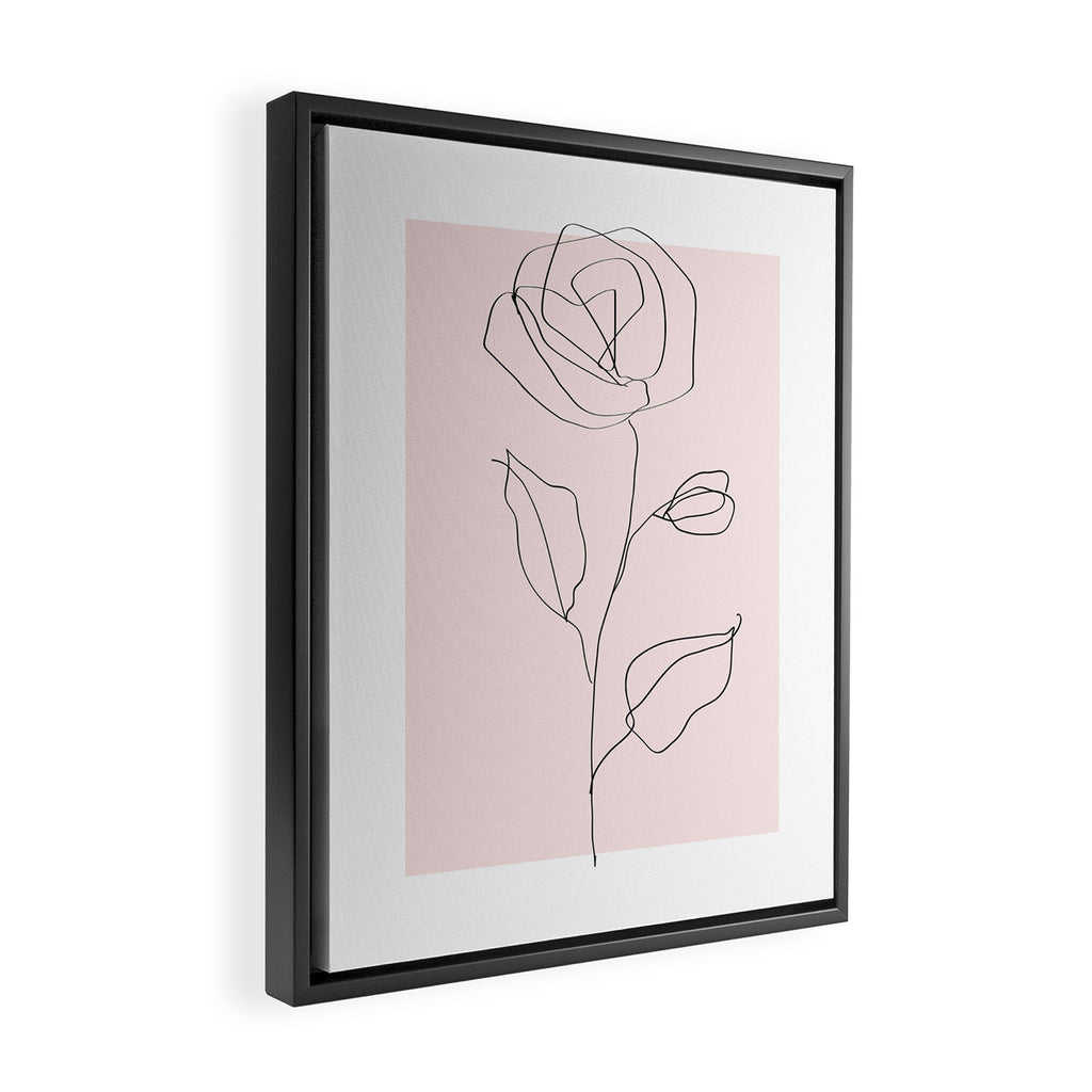 Botanical Line Art, Line Rose, Pink Wall Art, Minimalist Modern Art by Synplus Framed Canvas Print Gallery Image 2