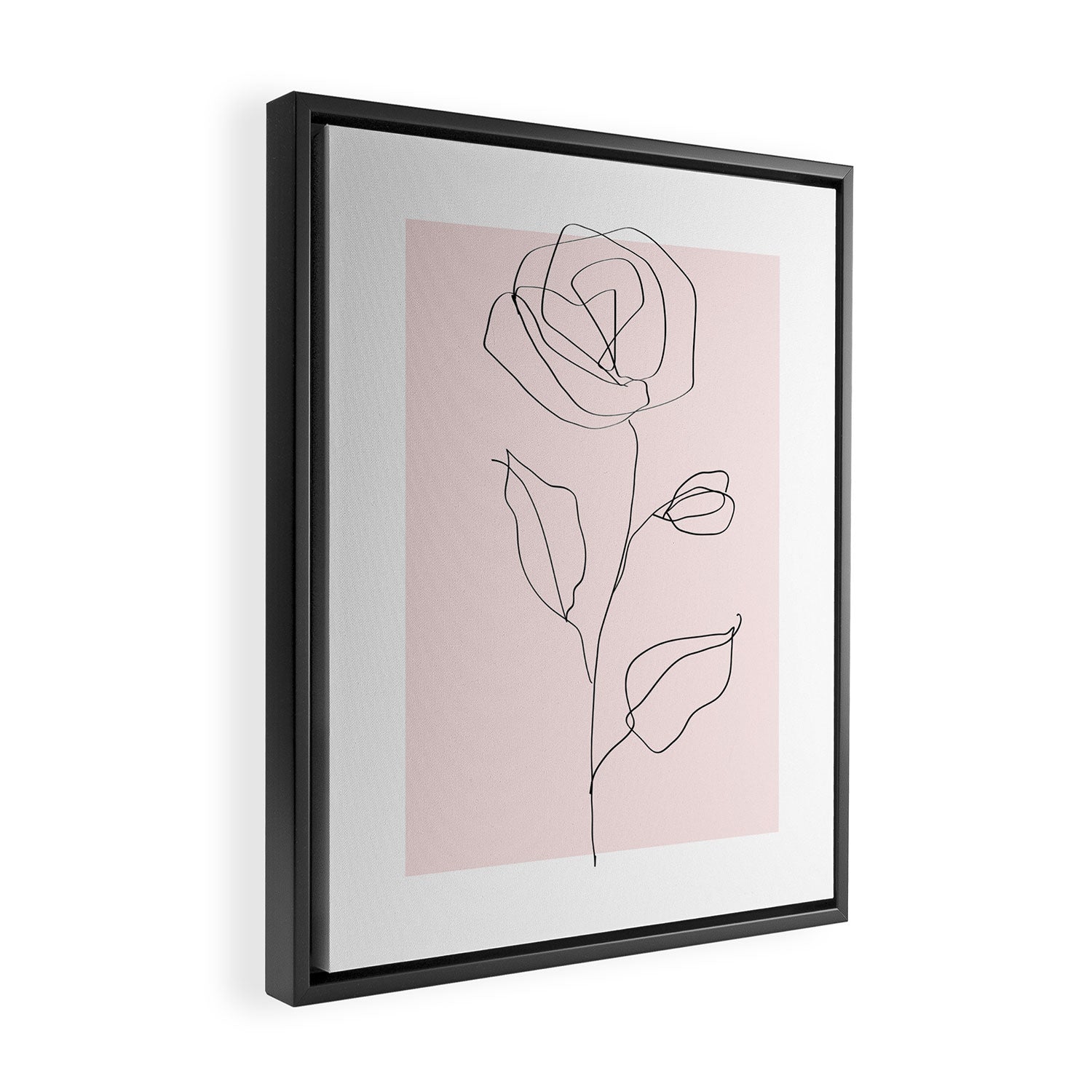 Botanical Line Art, Line Rose, Pink Wall Art, Minimalist Modern Art by Synplus Framed Canvas Print Gallery Image 2