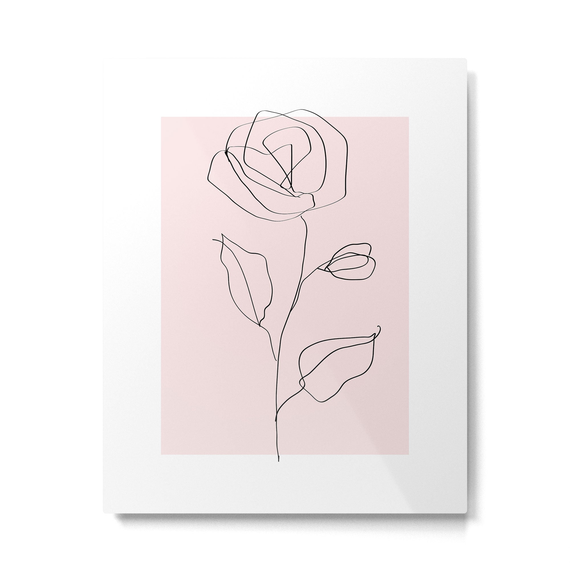 Botanical Line Art, Line Rose, Pink Wall Art, Minimalist Modern Art by Synplus Metal Print Gallery Image 4