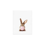 Brown Bunny Blowing Bubble Gum, Pink Nursery, Baby Animals Art Print by Synplus Art Print Gallery Image 1