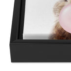 Brown Bunny Blowing Bubble Gum, Pink Nursery, Baby Animals Art Print by Synplus Framed Canvas Print Gallery Image 3