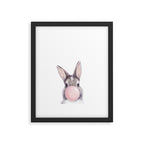 Bunny Rabbit Blowing Bubble Gum, Pink Nursery, Baby Animals Art Print by Synplus Framed Art Print Gallery Image 5
