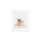 Highland Cow in a Wooden Bathtub, Cow Taking a Bath, Bathtub Animal Art Print By Synplus Art Print Gallery Image 1