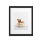 Highland Cow in a Wooden Bathtub, Cow Taking a Bath, Bathtub Animal Art Print By Synplus Framed Art Print Gallery Image 5
