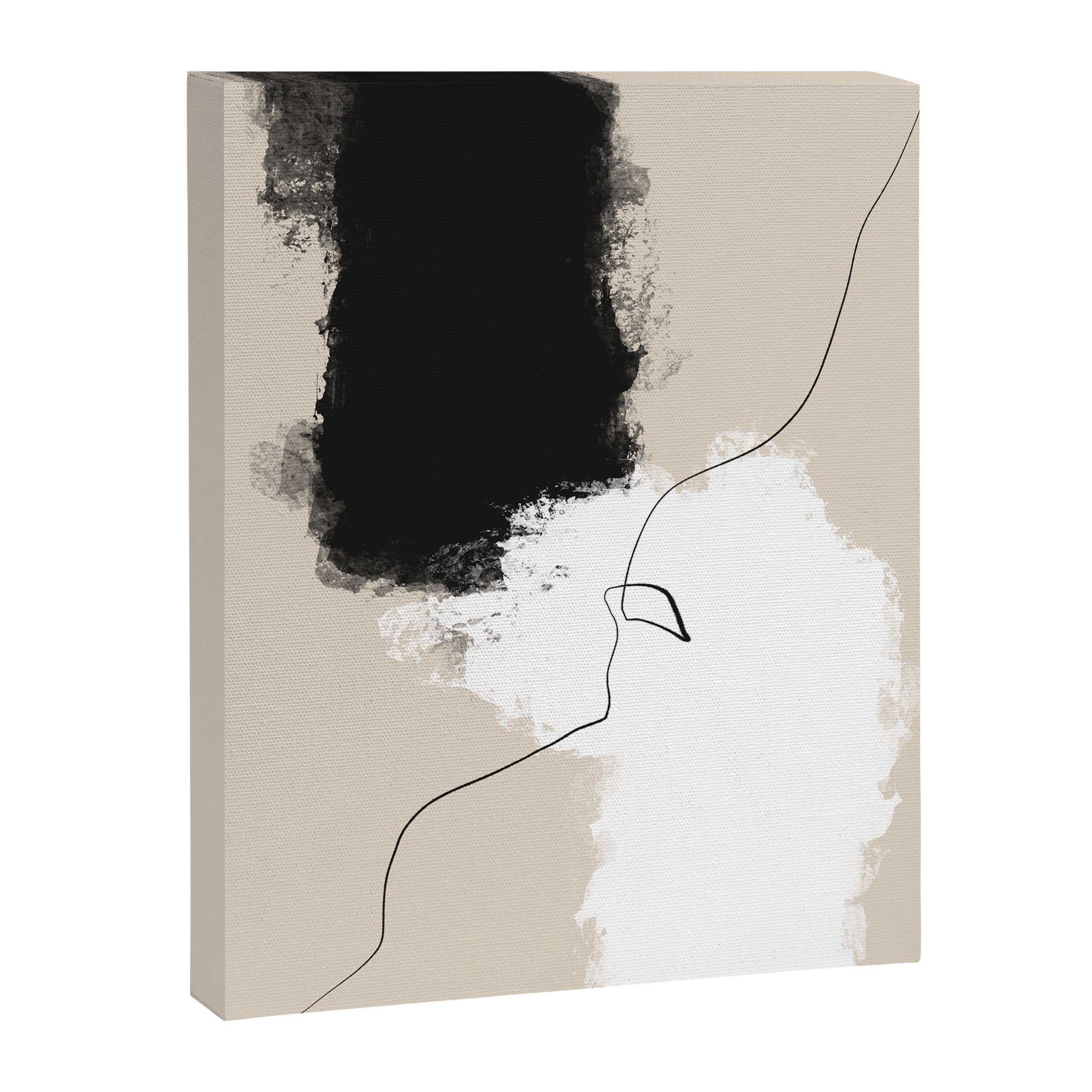 Modern Neutral Abstract Art, Beige, Black and White, Brushstroke Art Print by Synplus Canvas Print Gallery Image 6