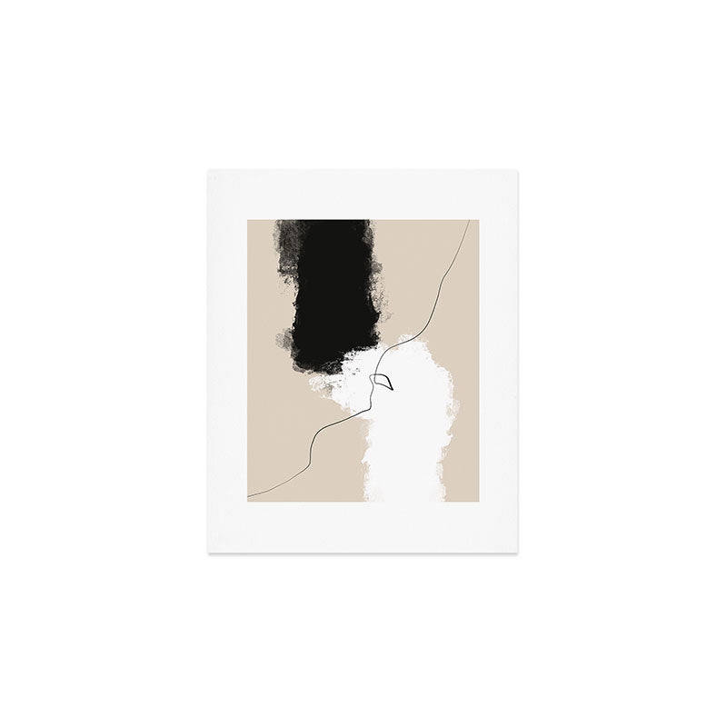 Modern Neutral Abstract Art, Beige, Black and White, Brushstroke Art Print by Synplus Art Print Gallery Image 1