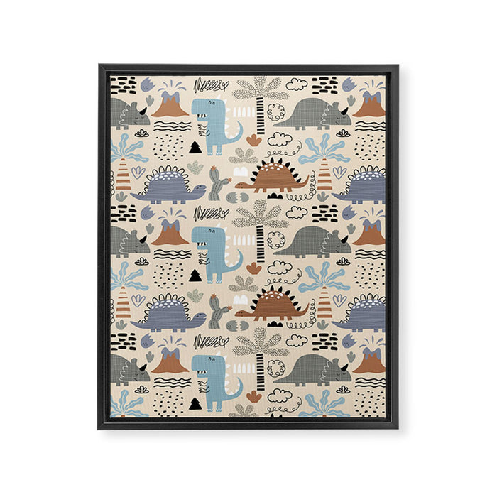Nursery Wall Art, Nursery Prints, Neutral Nursery Decor, Dinosaur Print Framed Canvas Print Gallery Image 1