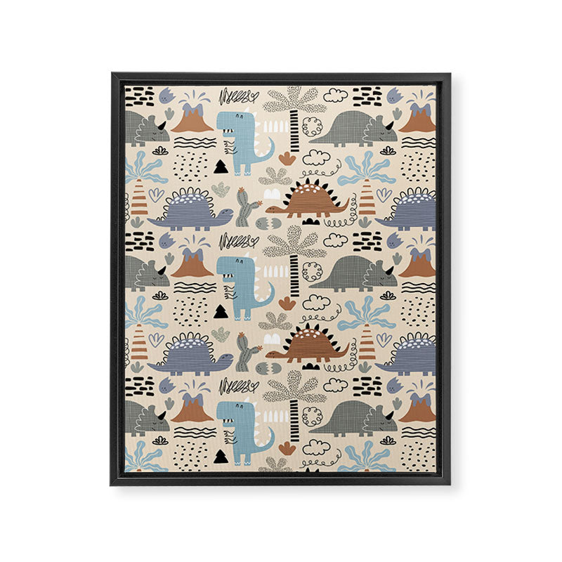 Nursery Wall Art, Nursery Prints, Neutral Nursery Decor, Dinosaur Print Framed Canvas Print Gallery Image 8