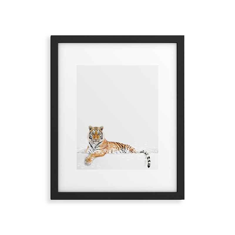 Tiger in a Bathtub, Tiger Taking a Bath, Tiger Bathing, Whimsy Animal Art Print By Synplus Framed Art Print Gallery Image 5