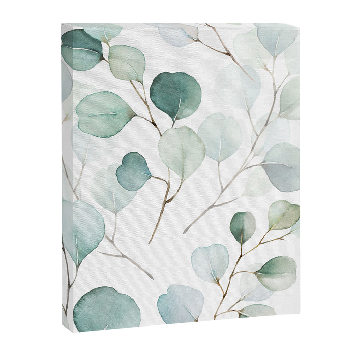Watercolor Eucalyptus branches, botanical art, green blue leaves Canvas Print Gallery Image 1