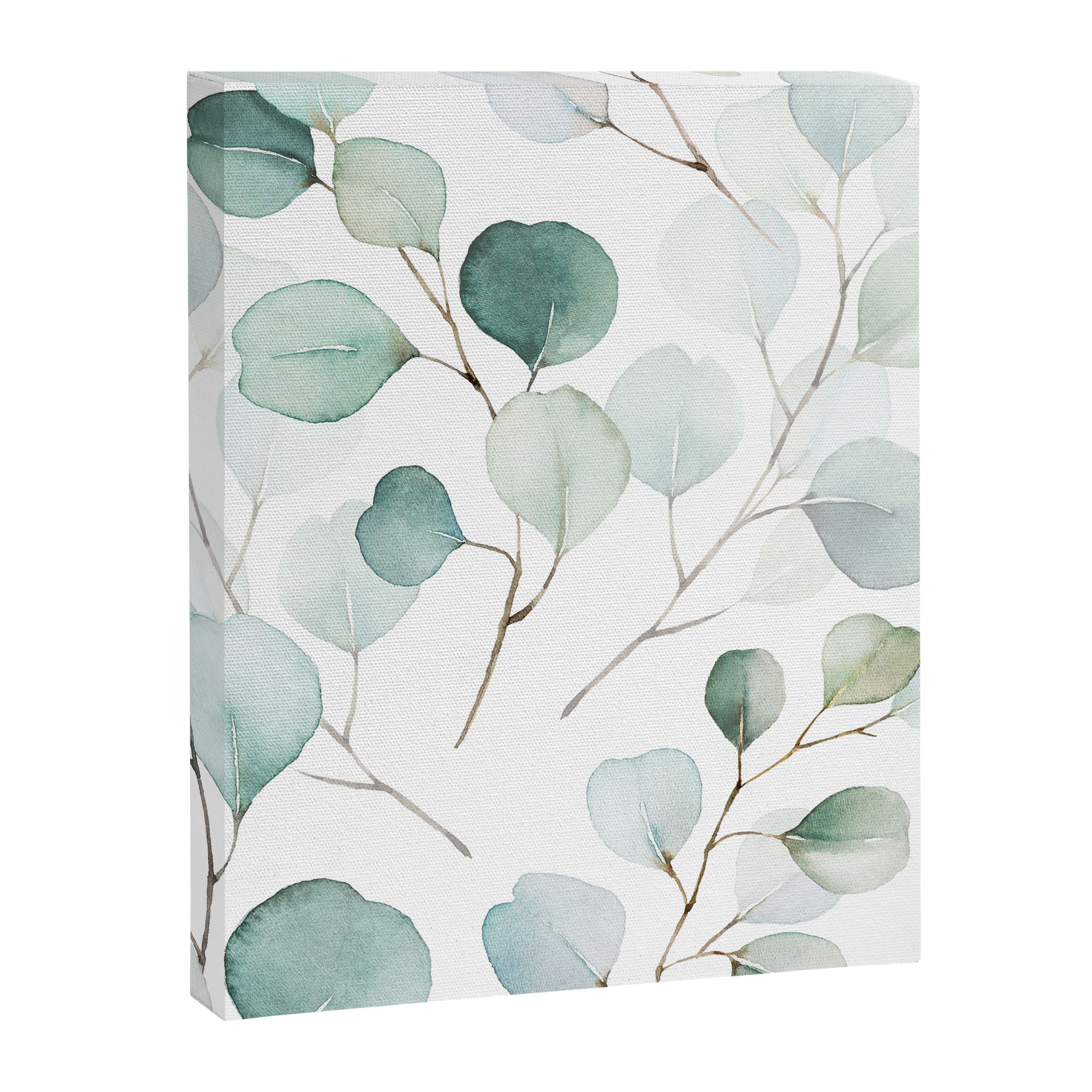 Watercolor Eucalyptus branches, botanical art, green blue leaves Canvas Print Gallery Image 6