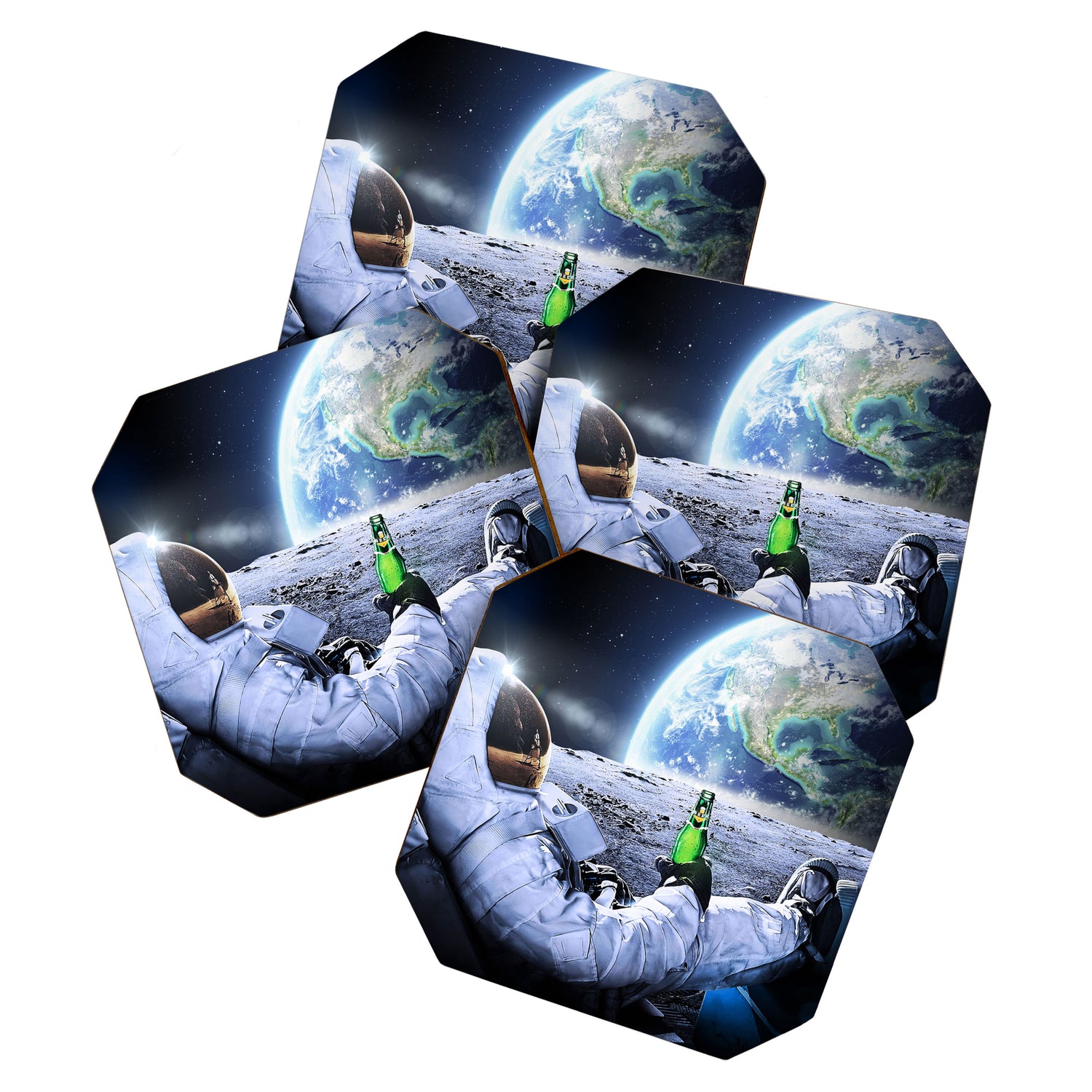 Astronaut on the Moon with beer Coaster Gallery Image 1