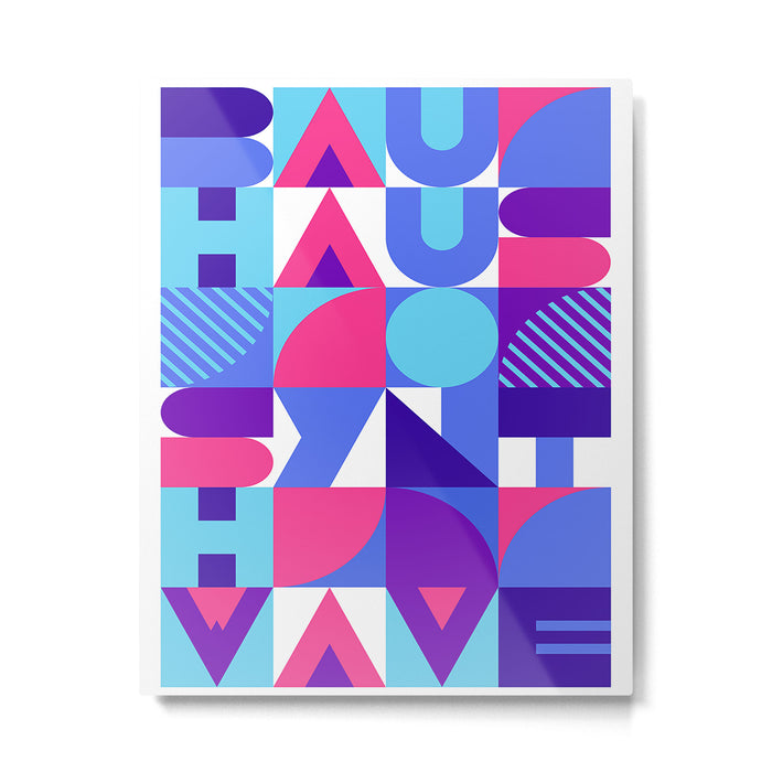 Bauhaus Synthwave 3 (pink-blue) - abstract poster Metal Print Gallery Image 1