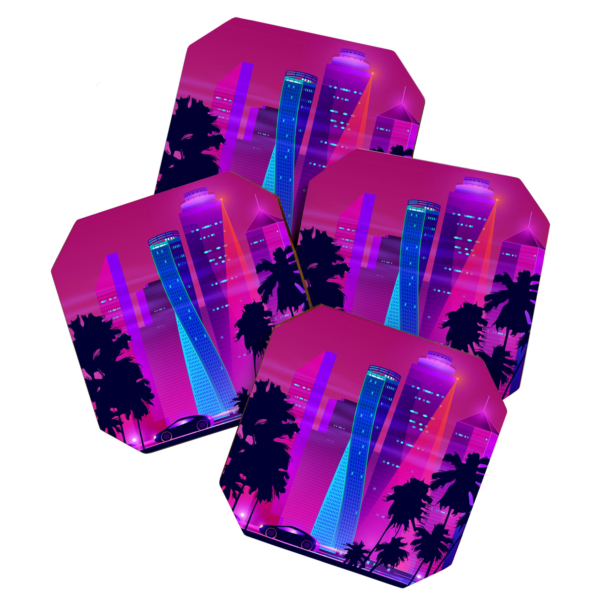 Synthwave Neon City #15: Vice city Coaster Gallery Image 1