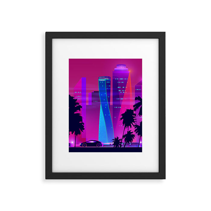 Synthwave Neon City #15: Vice city Framed Art Print Gallery Image 1