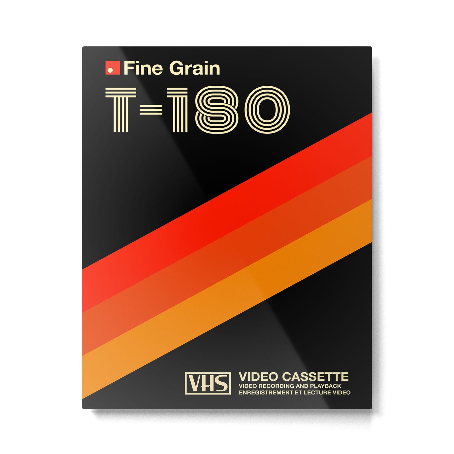 VHS cassette, case T-180 - retrowave poster, retrowave art Metal Print Gallery Image 4