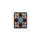 Abstract blue cruz mexican modern talavera tile wall Art Print Gallery Image 1