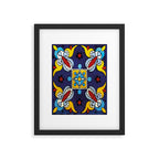 Abstract blue cruz mexican modern talavera tile wall Framed Art Print Gallery Image 6