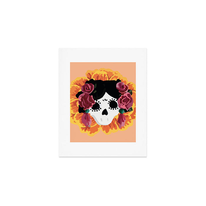 Catrina frida mexican kawaii cute sugar skull mexican style mexican flower marigold skeleton  Art Print Gallery Image 1