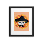Charro mexican kawaii cute sugar skull mexican style cempasúchil mustache mexican sombrero skeleton  Framed Art Print Gallery Image 6
