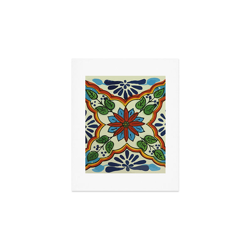 Cross art nouveau mexican talavera tile azulejo interior design Art Print Gallery Image 1