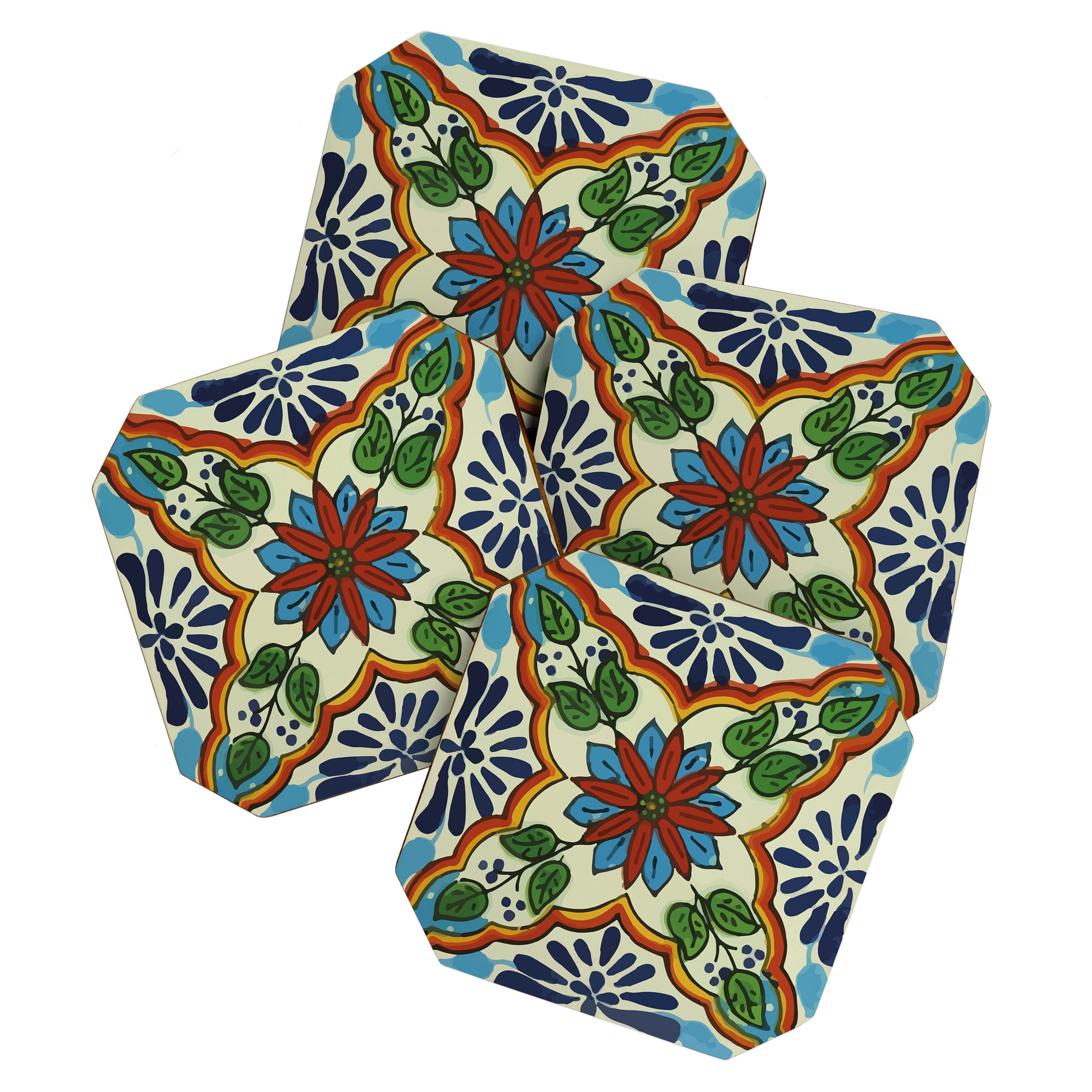 Cross art nouveau mexican talavera tile azulejo interior design Coaster Gallery Image 1