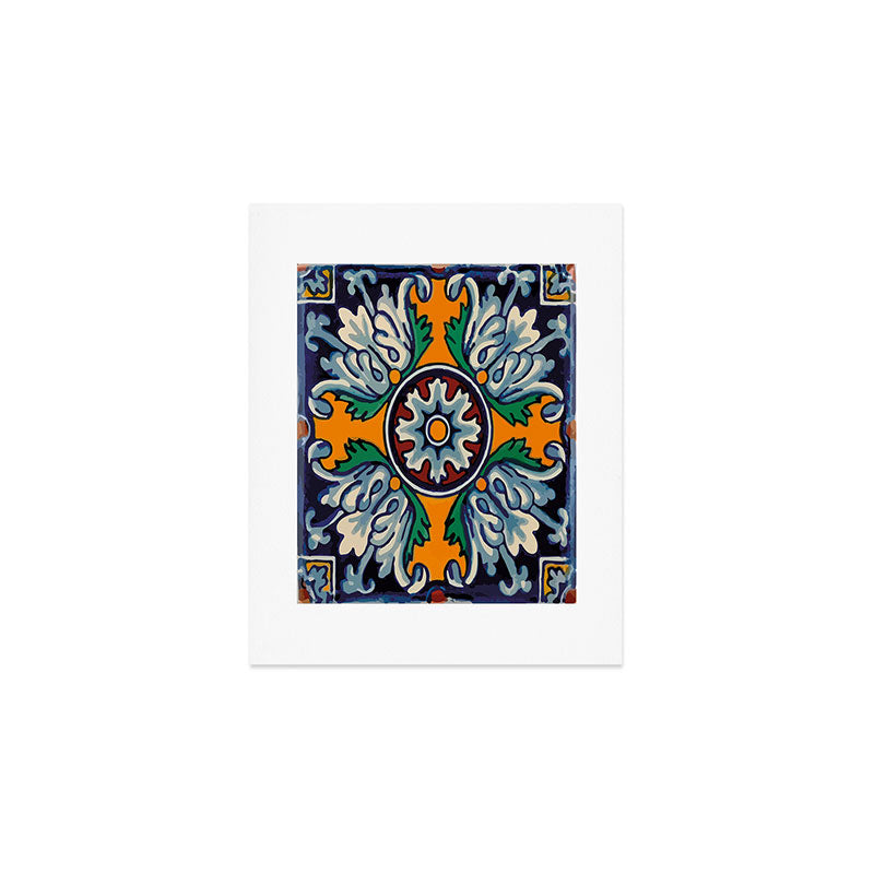 Mandala mexican talavera tile ceramic mosaic Art Print Gallery Image 1