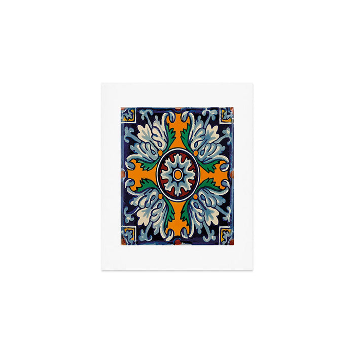 Mandala mexican talavera tile ceramic mosaic Art Print Gallery Image 1