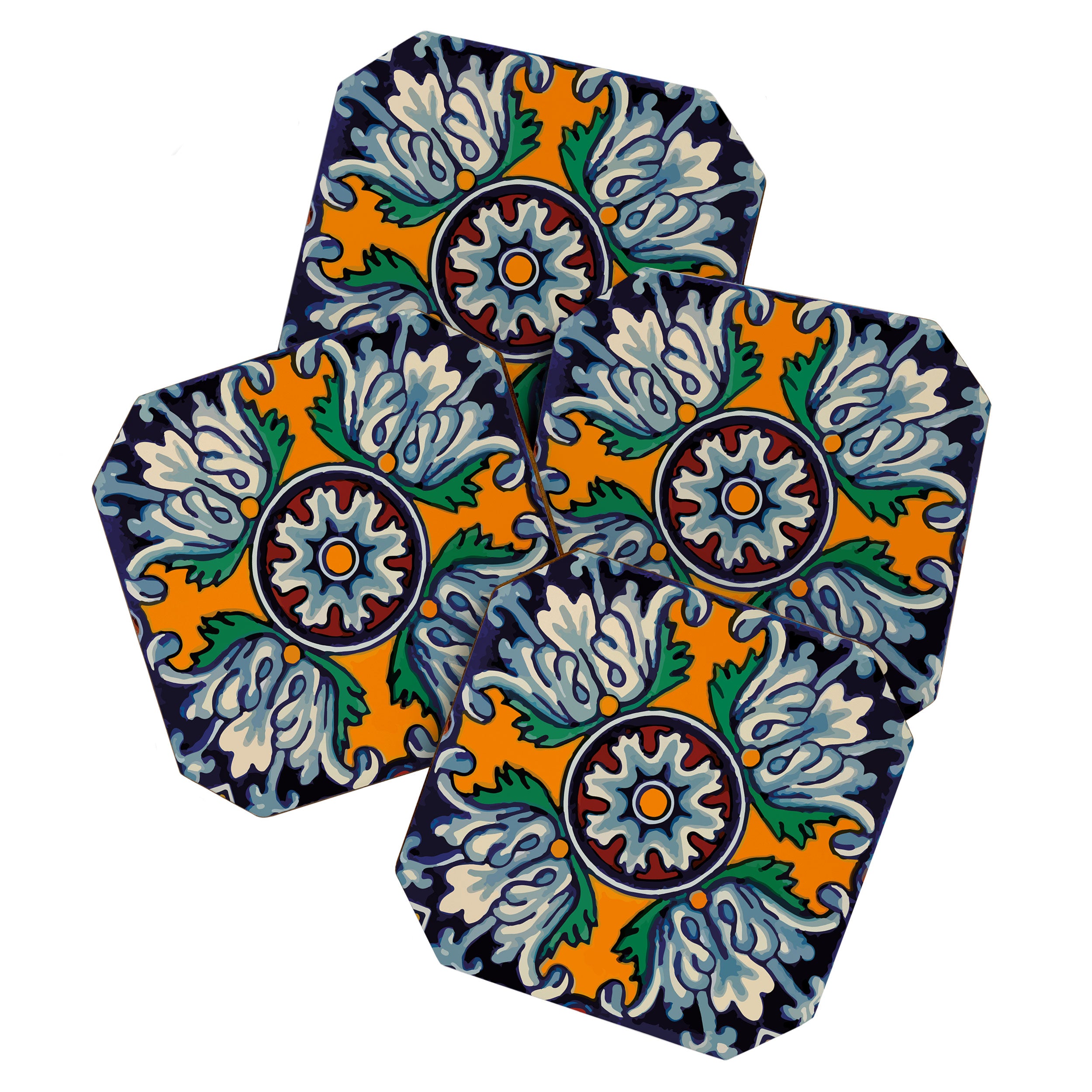 Mandala mexican talavera tile ceramic mosaic Coaster Gallery Image 1