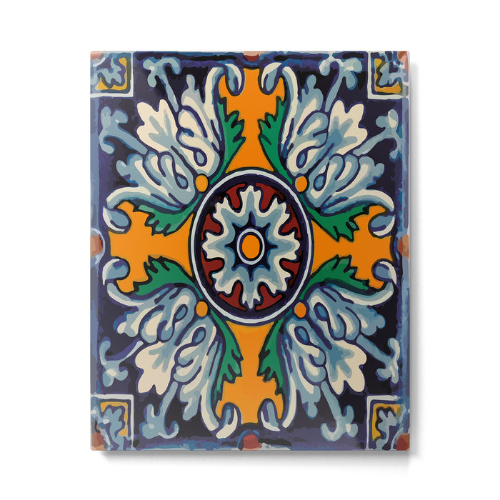 Mandala mexican talavera tile ceramic mosaic Metal Print Gallery Image 1