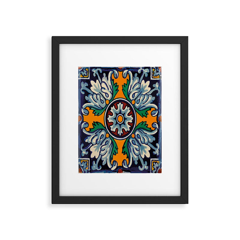 Mandala mexican talavera tile ceramic mosaic Framed Art Print Gallery Image 6