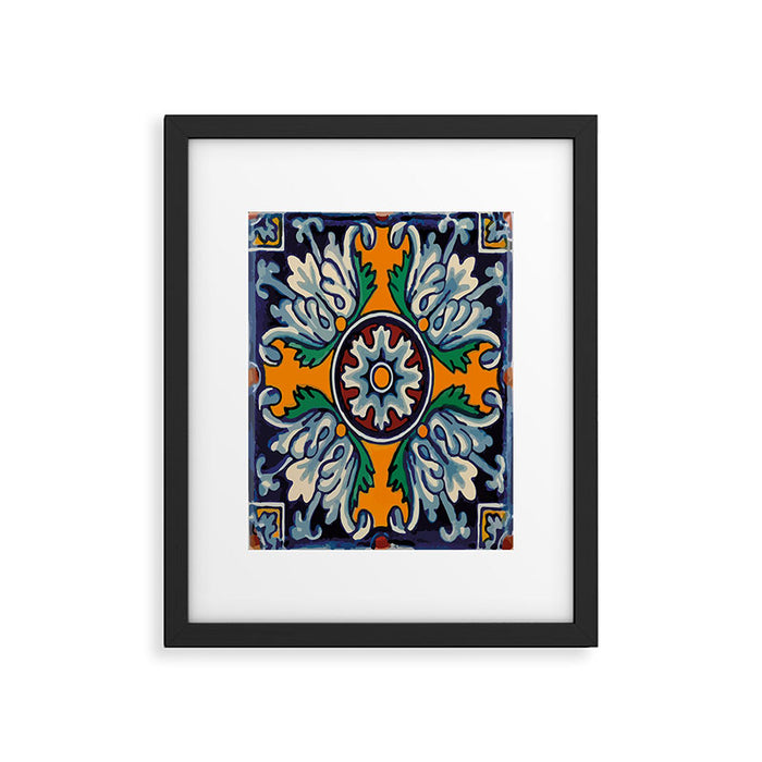 Mandala mexican talavera tile ceramic mosaic Framed Art Print Gallery Image 1