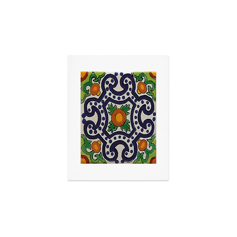 Oranges talavera tile abstract pattern modern decoration Art Print Gallery Image 1