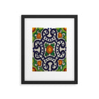 Oranges talavera tile abstract pattern modern decoration Framed Art Print Gallery Image 6