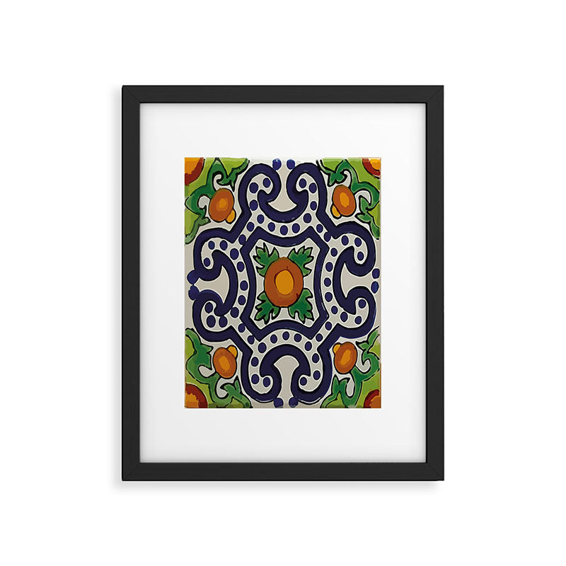 Oranges talavera tile abstract pattern modern decoration Framed Art Print Gallery Image 6