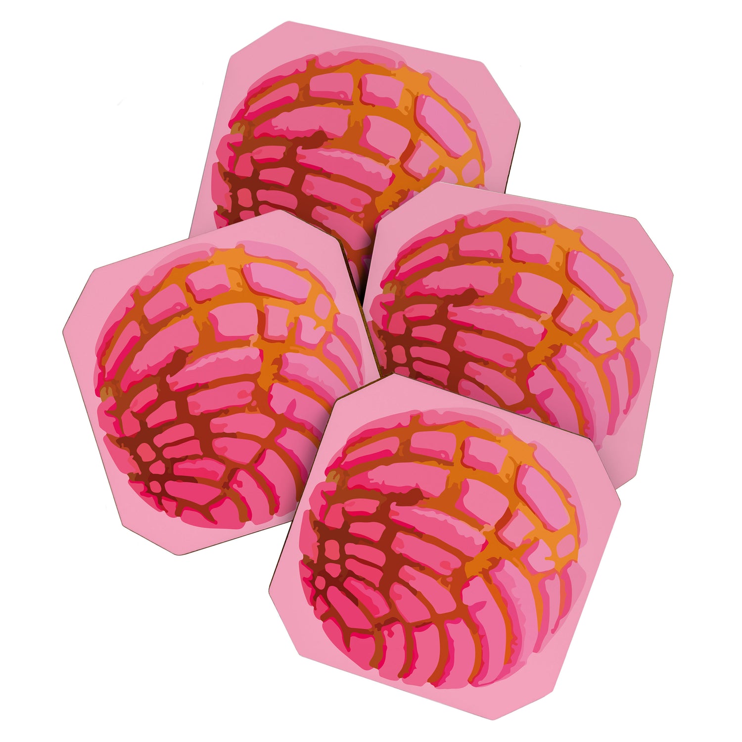 Pink concha bread mexican concha pan dulce mexican food lover Coaster Gallery Image 1