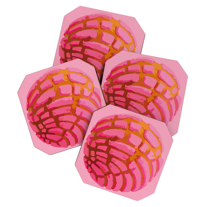 Pink concha bread mexican concha pan dulce mexican food lover Coaster Gallery Image 1