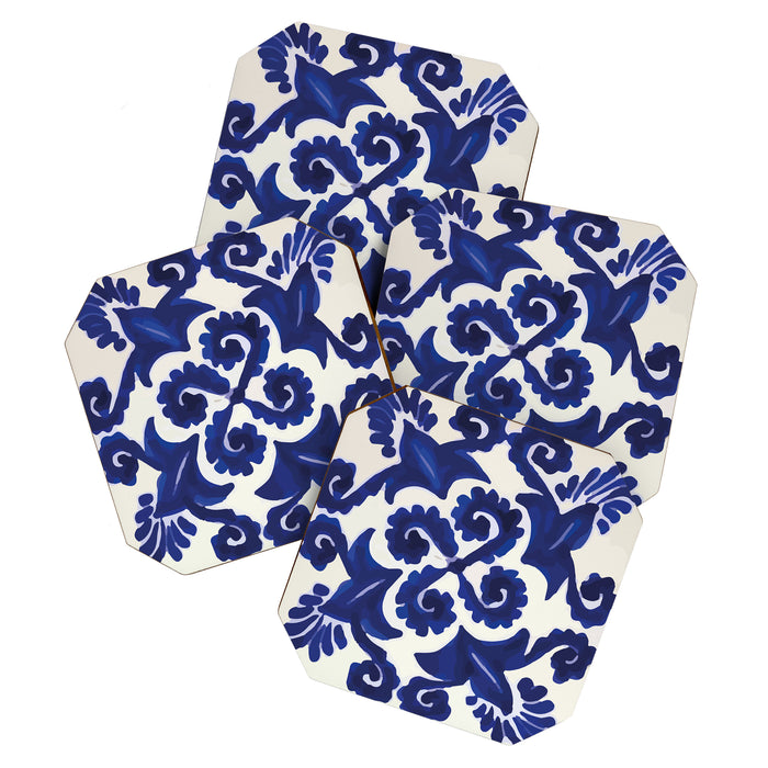 Talavera mexican tile traditional blue ceramic mosaic Coaster Gallery Image 1