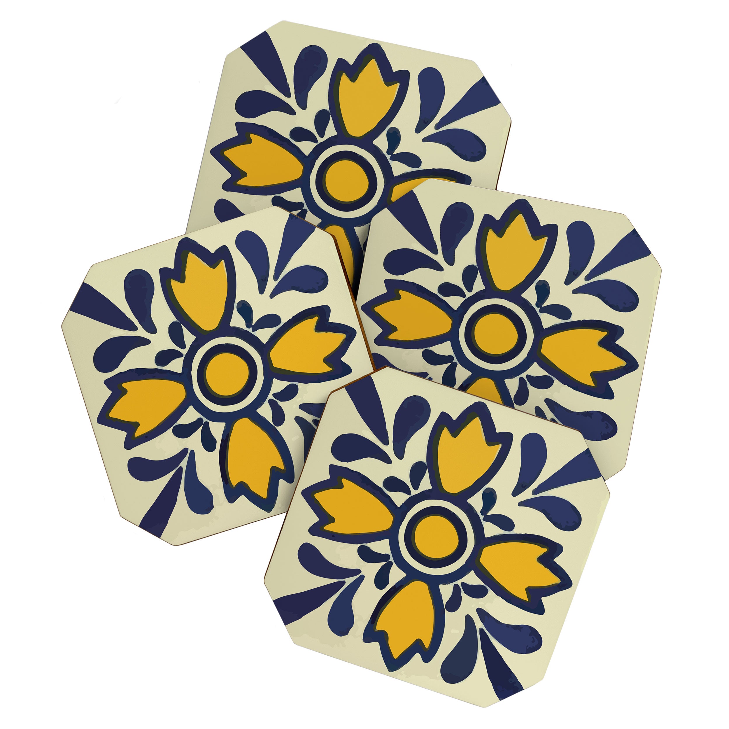 Yellow floral bold rustic talavera tile mexican interior design Coaster Gallery Image 1