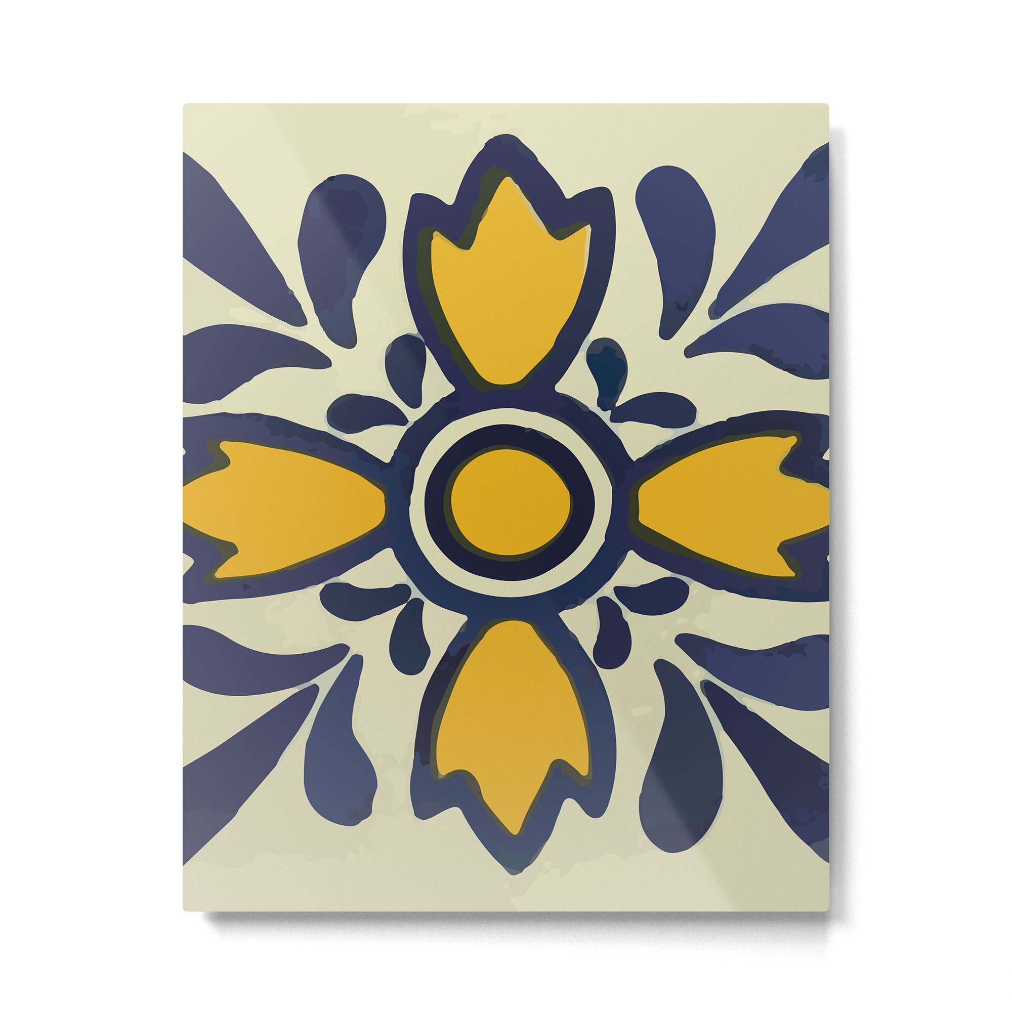 Yellow floral bold rustic talavera tile mexican interior design Metal Print Gallery Image 6