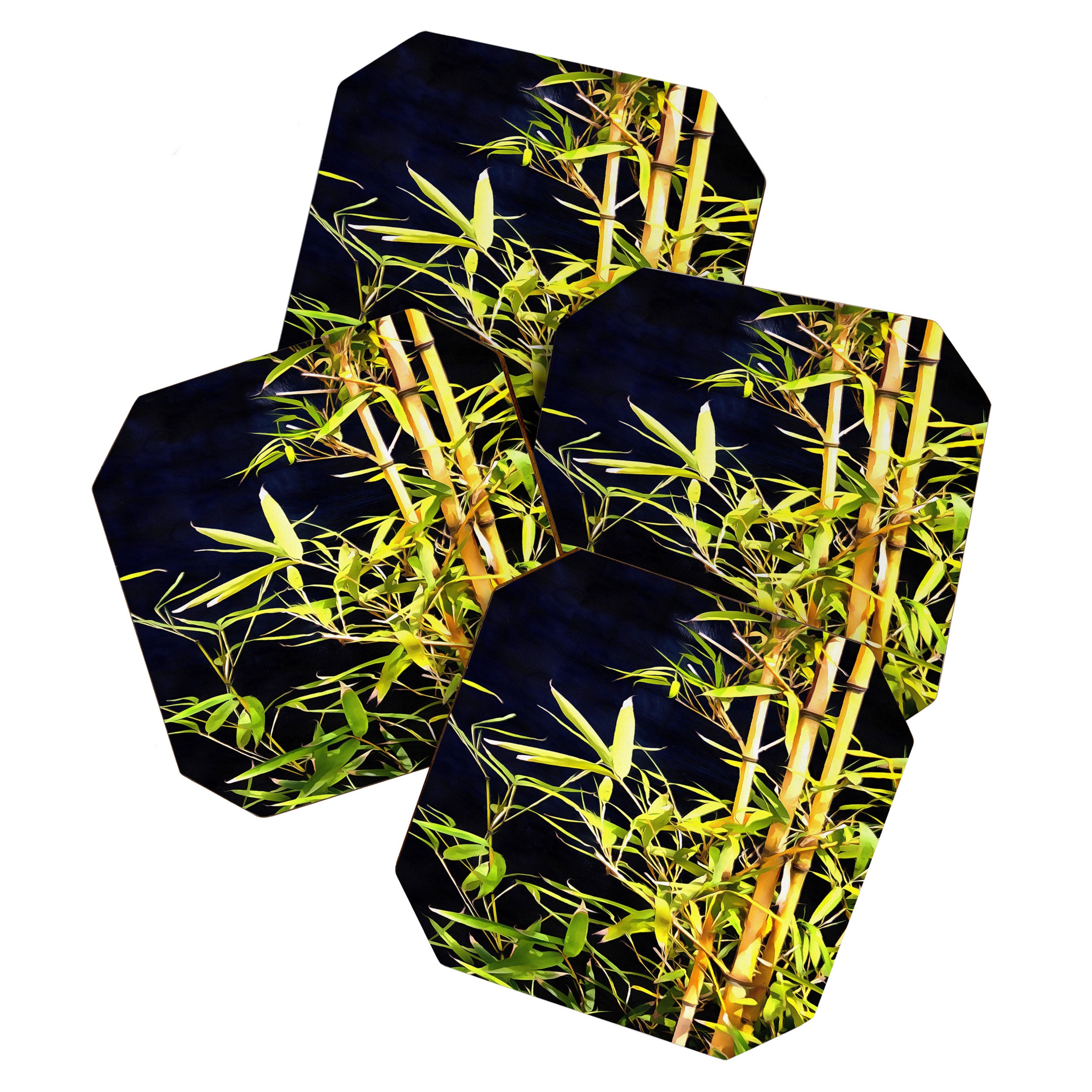 Bamboo On Black Coaster Gallery Image 1