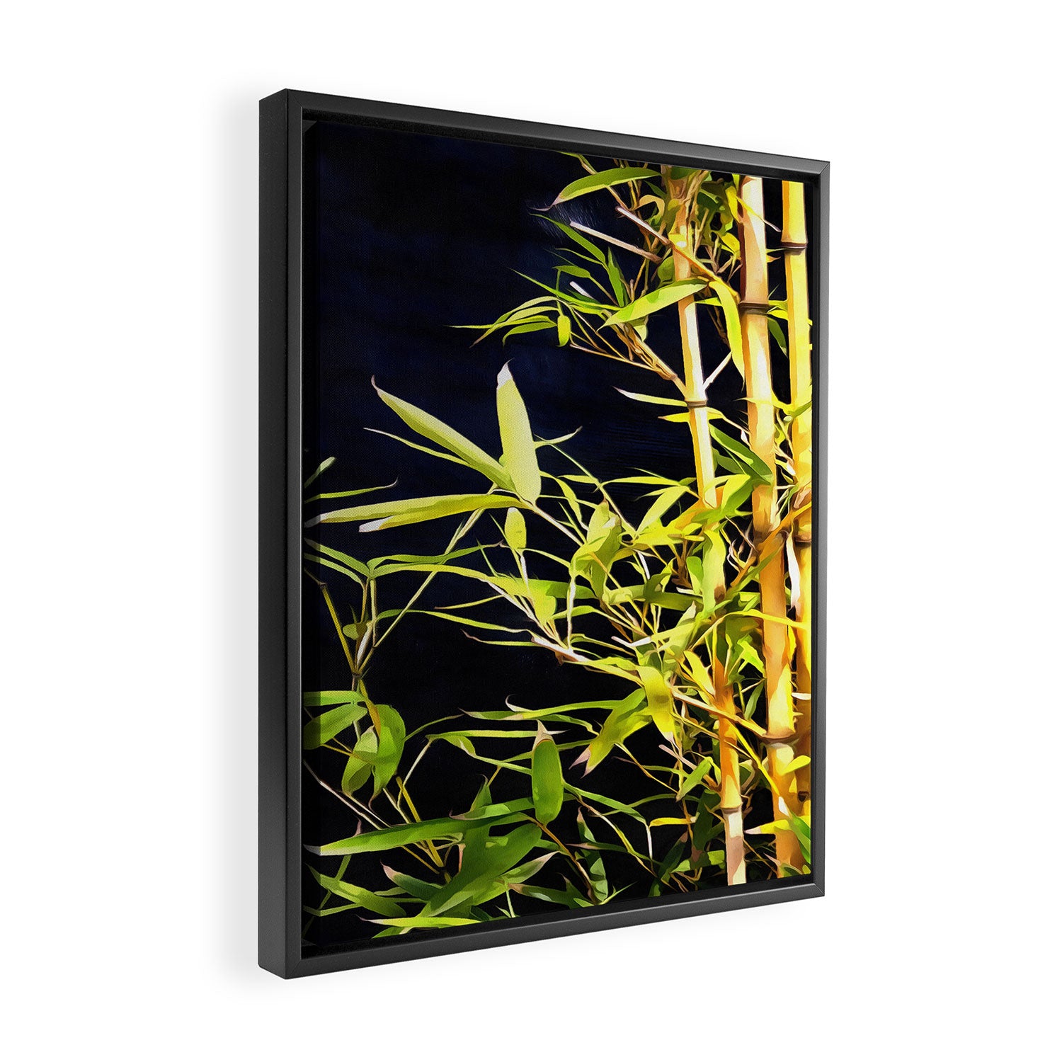 Bamboo On Black Framed Canvas Print Gallery Image 2