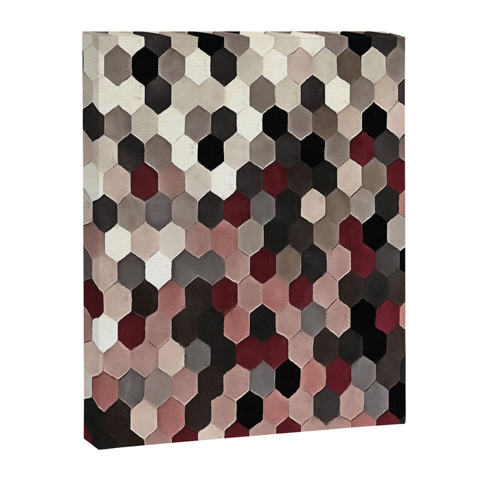Hexagon Pattern In Gray and Burgundy Autumn Colors Canvas Print Gallery Image 1